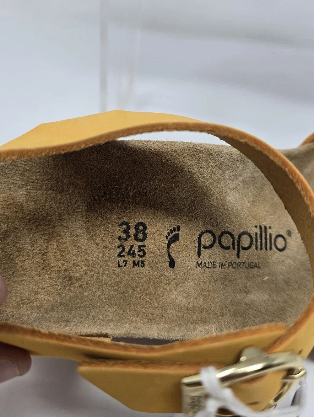 Papillio Birkenstock Womens 38 EU Size US 7 Soley Wedge Sandal Apricot Nubuck